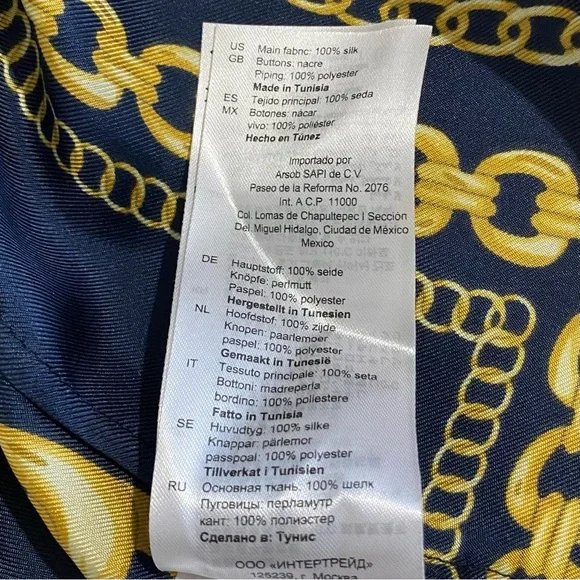 Sandro Paris New Mathias Silk Chain Print Button Down Blouse Medium Designer - Picture 14 of 16